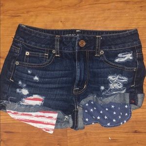 american eagle flag jean shorts